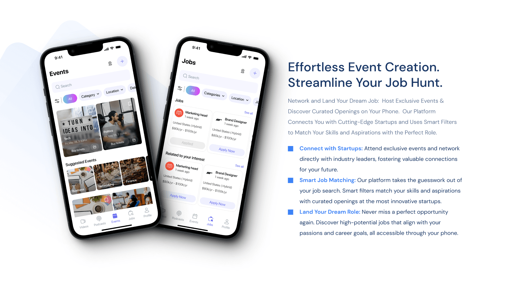 Create events and browse jobs from the Teqtak app