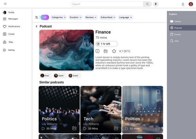 Teqtak podcast details screen